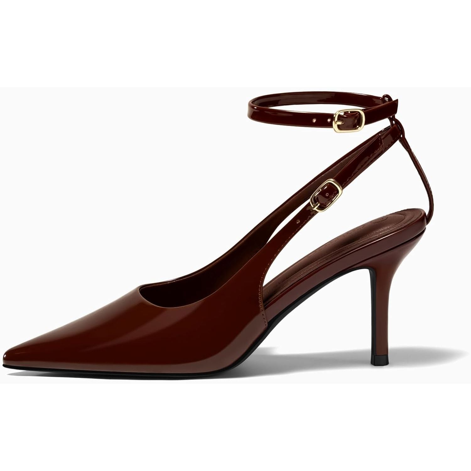 Womens Slingback High Heels Closed Pointed Toe Pumps Ankle Strap Work Dress Shoes