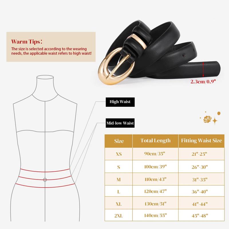 JASGOOD Women Leather Belt for Jeans Pants Fashion Ladies Skinny Faux Leather Belt with Gold Buckle