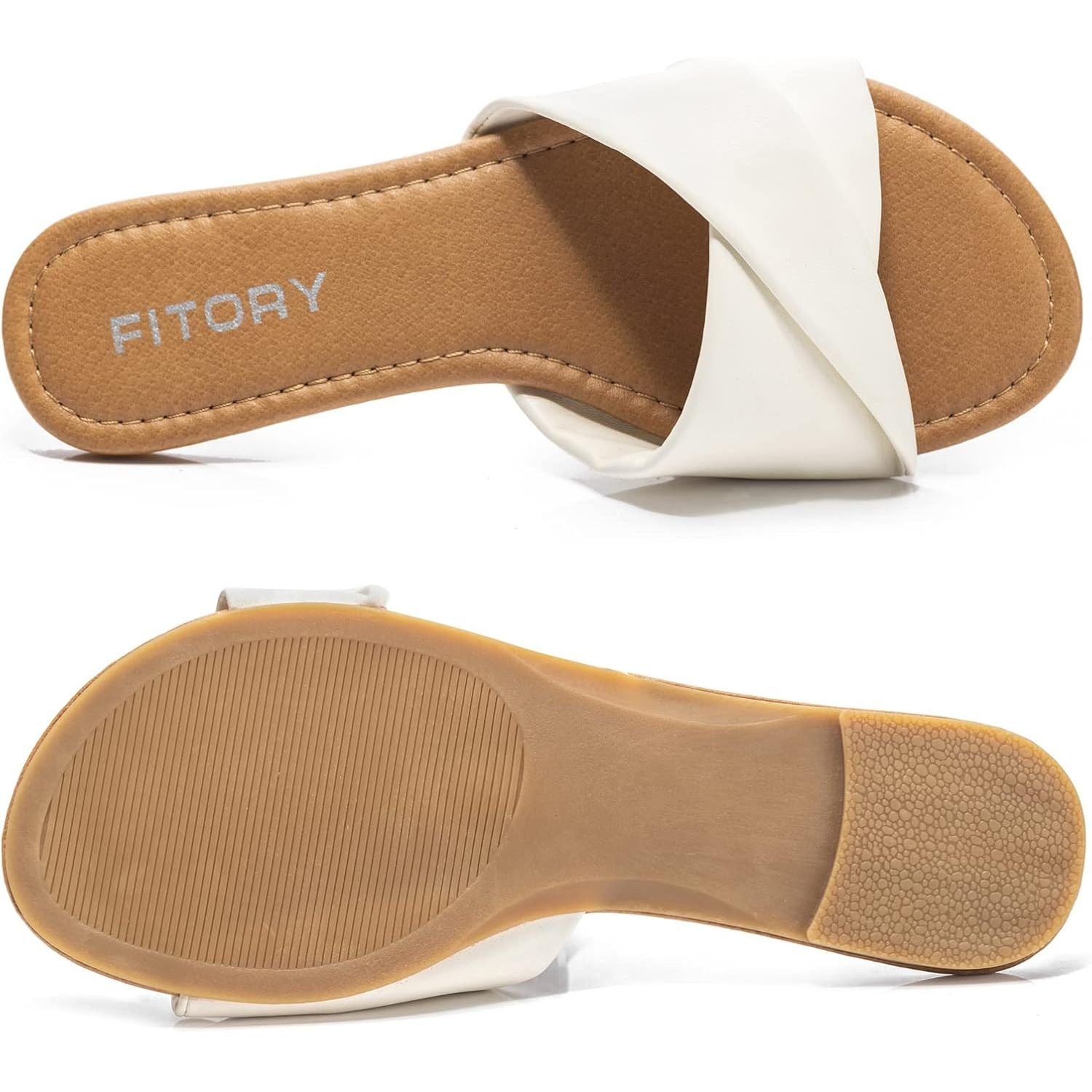 Women'S Flat Sandals Fashion Slides with Soft Leather Slippers for Summer Size 6-11