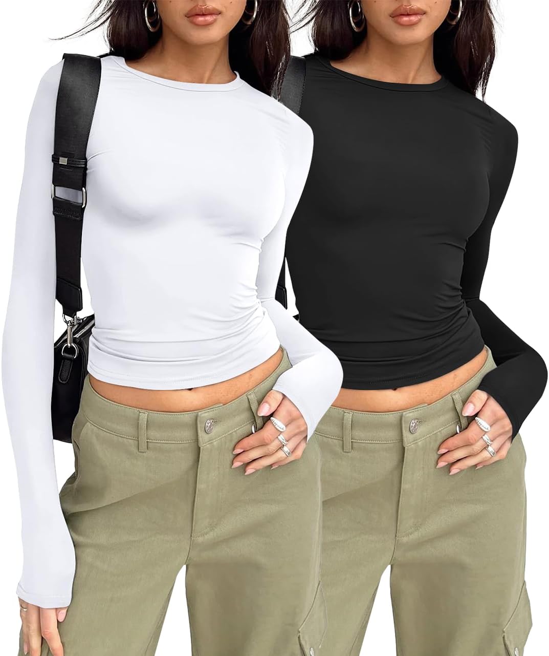3 Pack Womens Long Sleeve T Shirts Fall Fashion Basic Going Out Crop Tops Slim Fitted Winter Clothes 2025