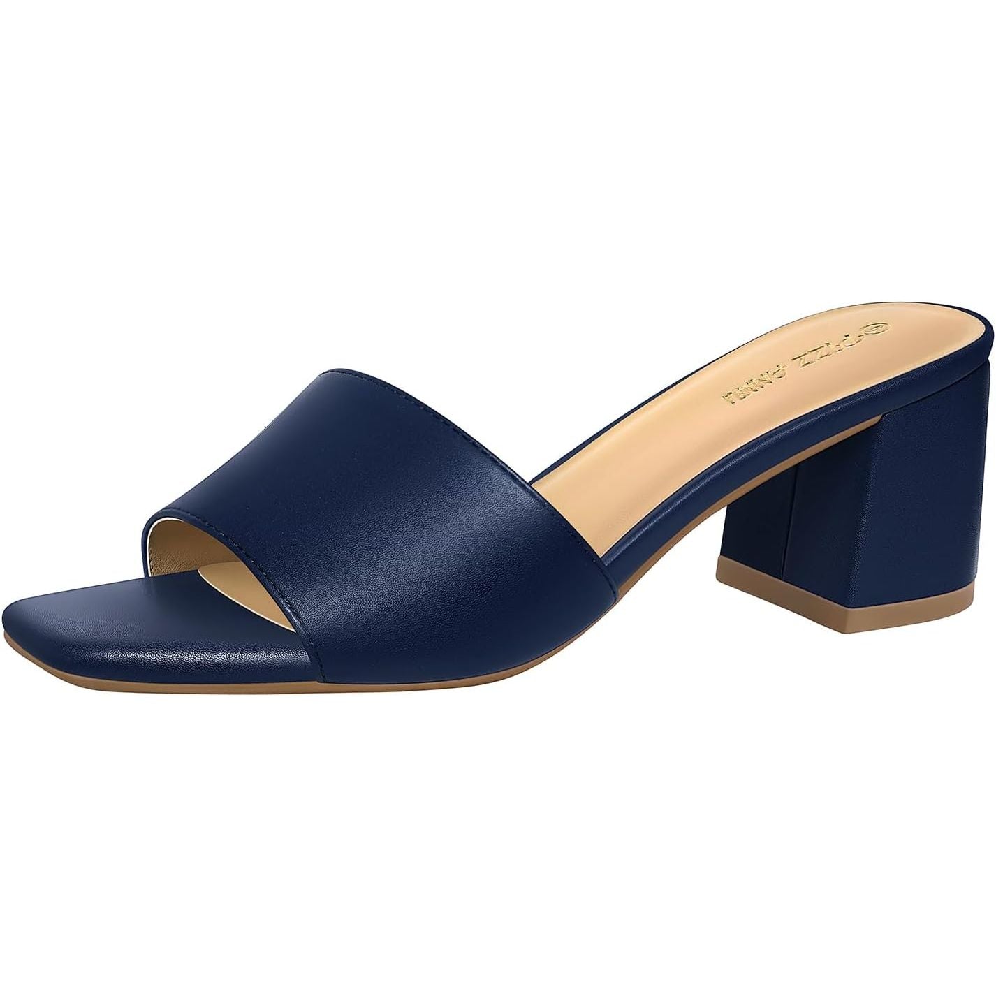 Women'S Square Open Toe Heels Sandals Low Block Chunky Heeled Sandal Slip on Mules Comfortable Casual Dress Pumps Shoes