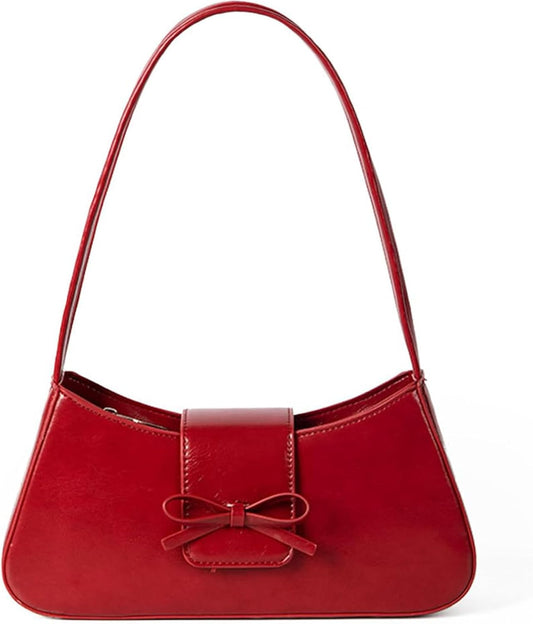Shoulder Bags for Women Coquette Bow Purse Y2K Bag Small Cute Purses Mini Hobo Handbag Faux Leather Shoulder Purse