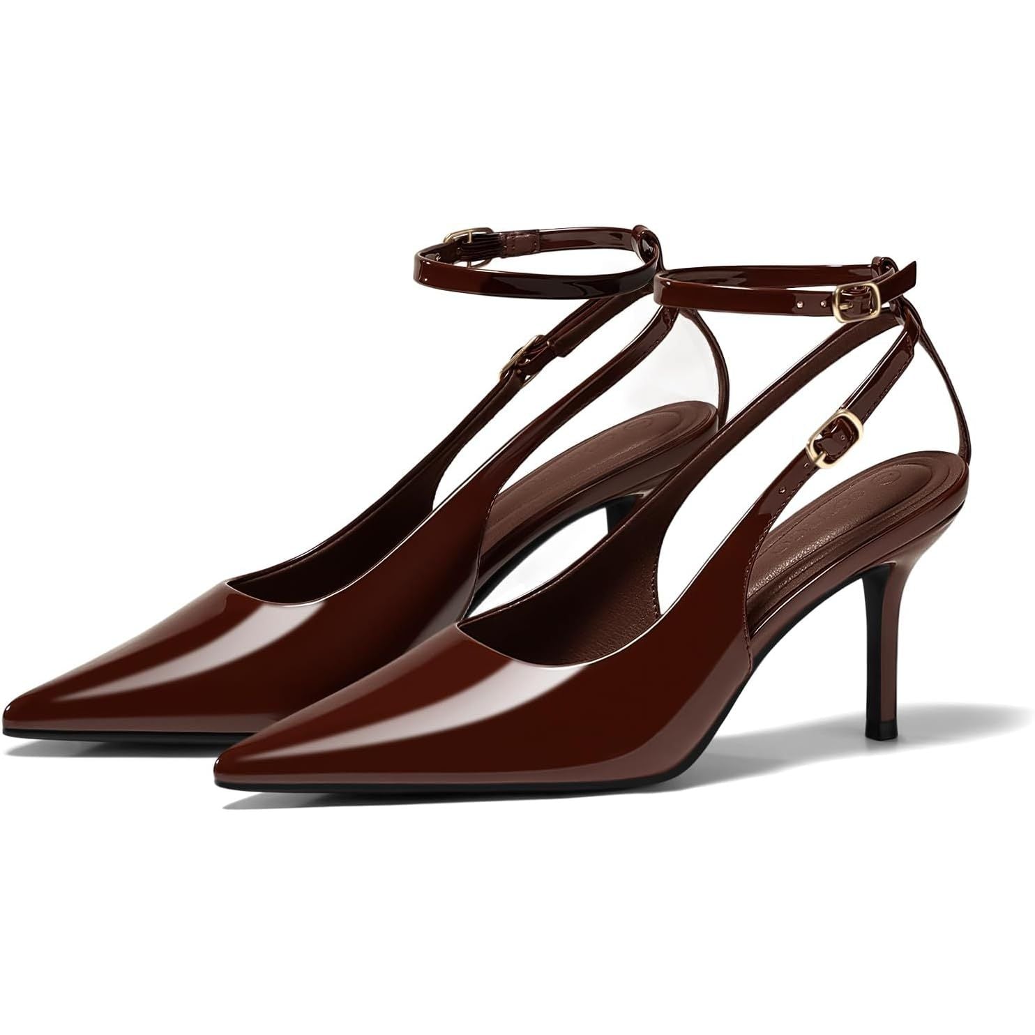 Womens Slingback High Heels Closed Pointed Toe Pumps Ankle Strap Work Dress Shoes