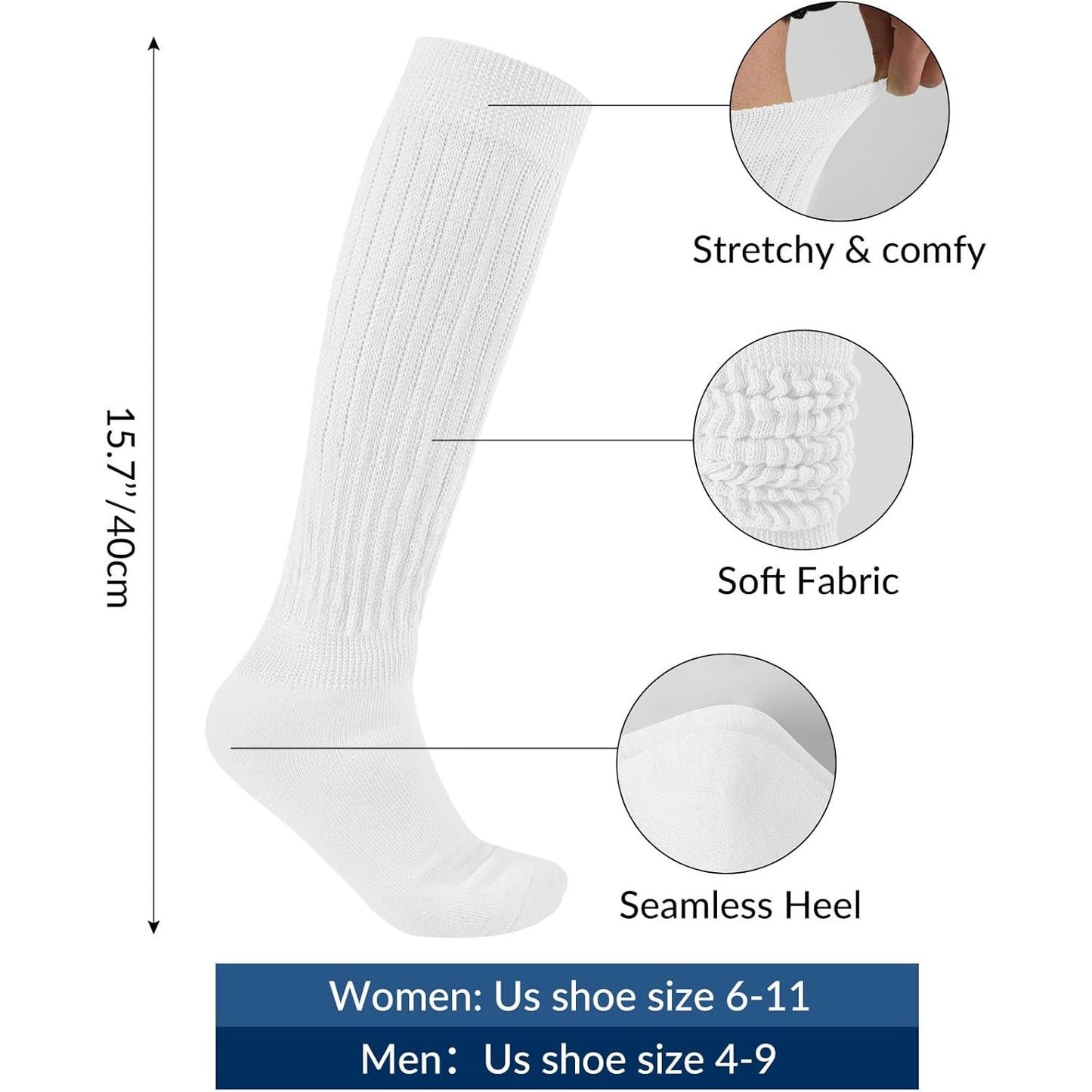 Slouch Socks Women Knit Knee High Boot Long Tube Scrunch Sock for Woman