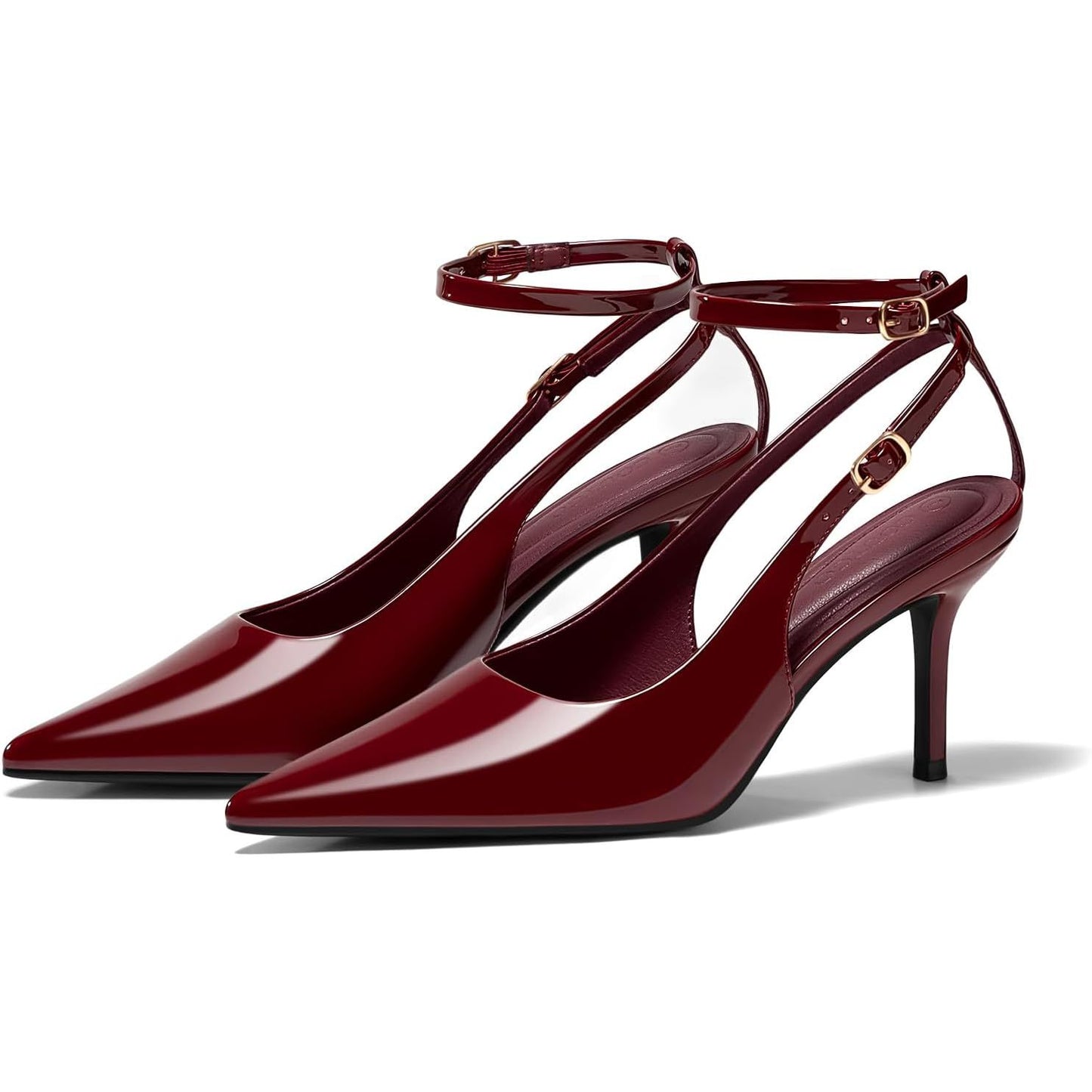 Womens Slingback High Heels Closed Pointed Toe Pumps Ankle Strap Work Dress Shoes