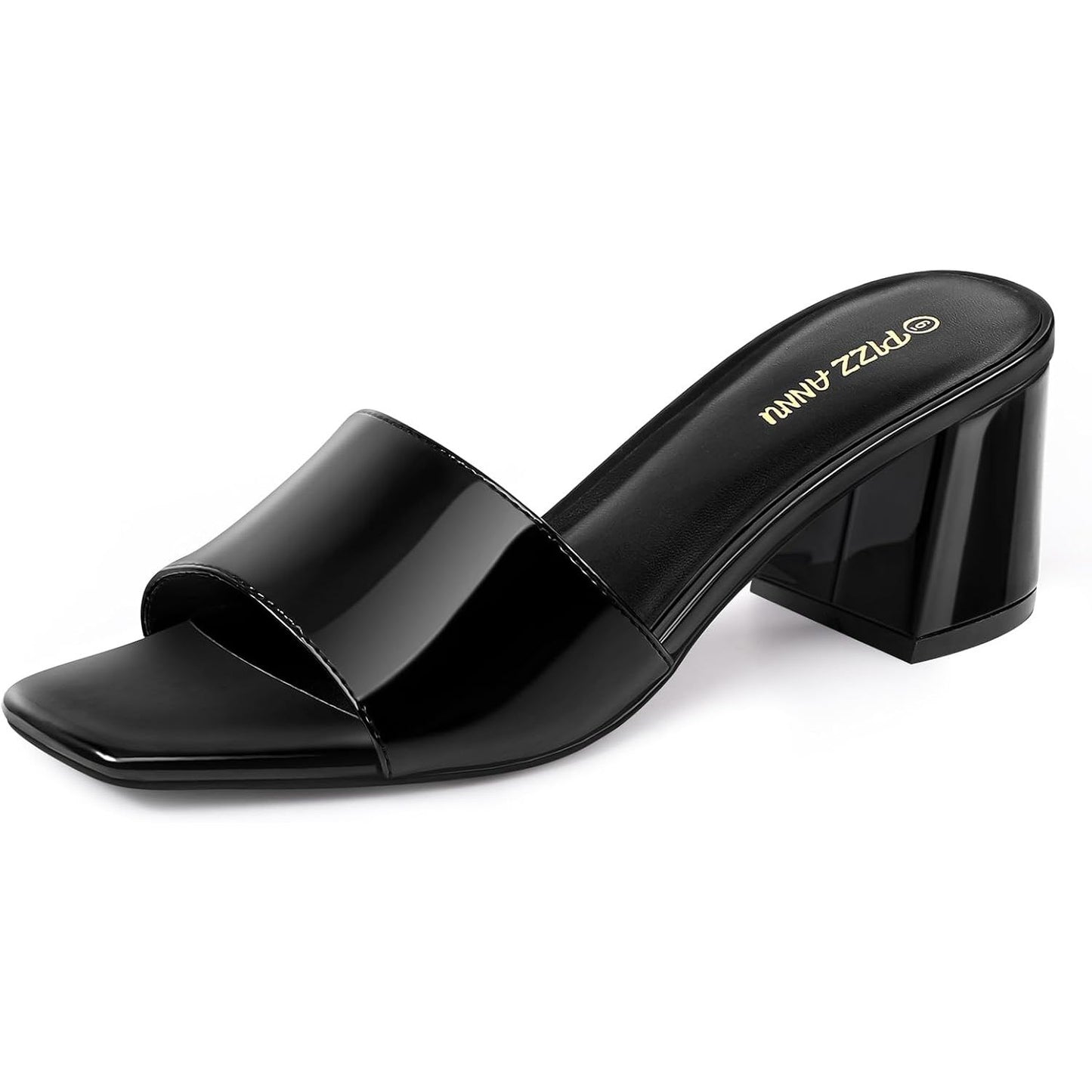 Women'S Square Open Toe Heels Sandals Low Block Chunky Heeled Sandal Slip on Mules Comfortable Casual Dress Pumps Shoes