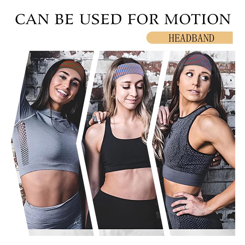 4Pcs Striped Headbands for Women Wide Head Bands for Women'S Hair Non Slip Wraps Elastic Stretchy Fashion Bandanas Workout Yoga Cute Hair Bands for Women'S Hair Accessories