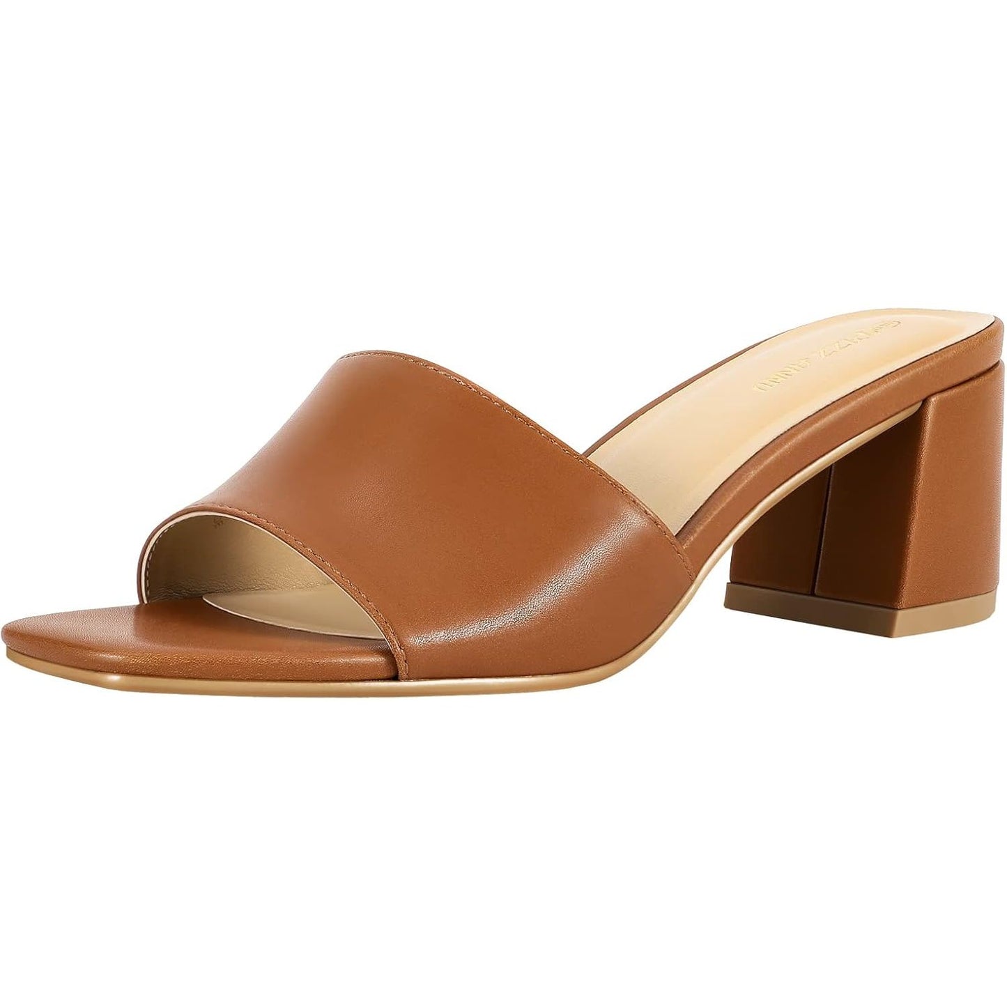 Women'S Square Open Toe Heels Sandals Low Block Chunky Heeled Sandal Slip on Mules Comfortable Casual Dress Pumps Shoes