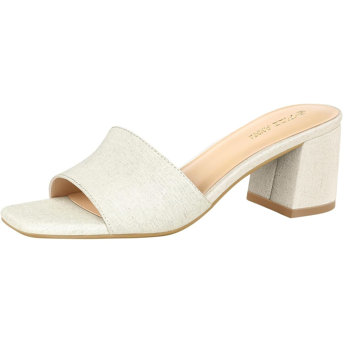 Women'S Square Open Toe Heels Sandals Low Block Chunky Heeled Sandal Slip on Mules Comfortable Casual Dress Pumps Shoes