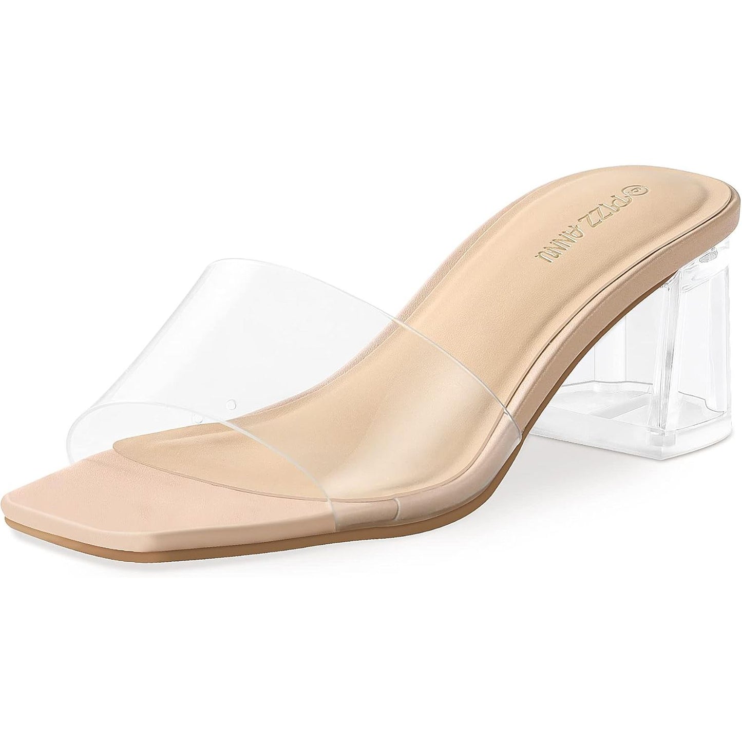 Women'S Square Open Toe Heels Sandals Low Block Chunky Heeled Sandal Slip on Mules Comfortable Casual Dress Pumps Shoes