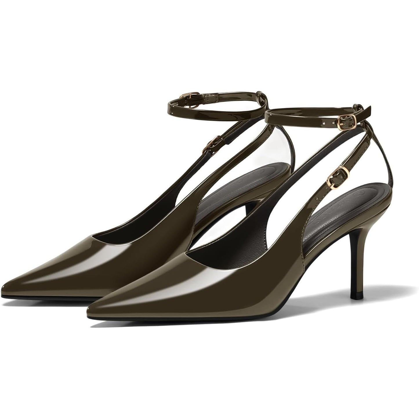Womens Slingback High Heels Closed Pointed Toe Pumps Ankle Strap Work Dress Shoes
