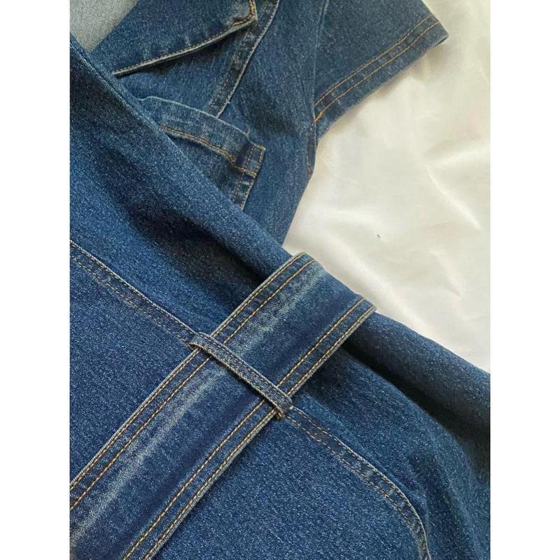 Retro Sweet Hot Girl Denim Dress WOMEN'S Summer Sneakers Design Waist Slimming Hip Skirt Casual Womenwear