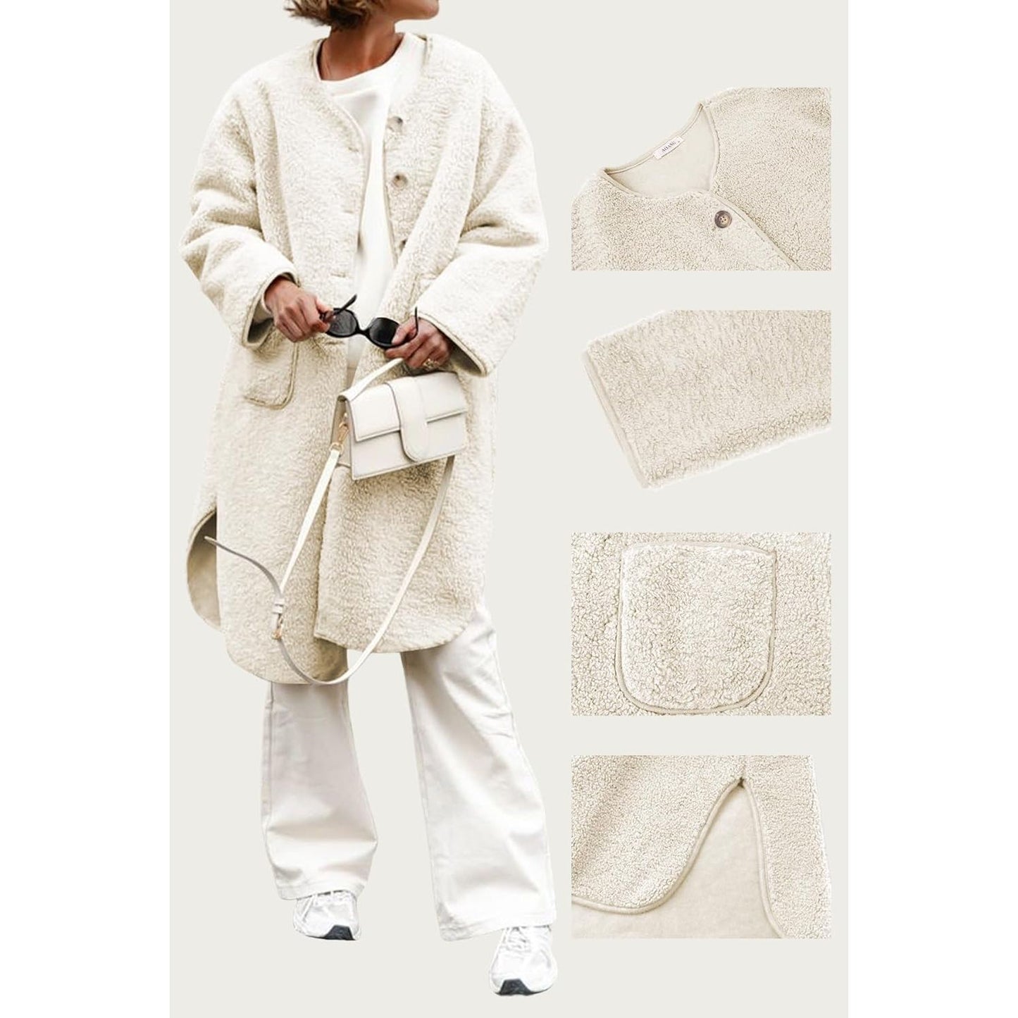 Women 2025 Winter Faux Fur Coats Fuzzy Fleece Open Front Outerwear Button down Sherpa Long Jackets