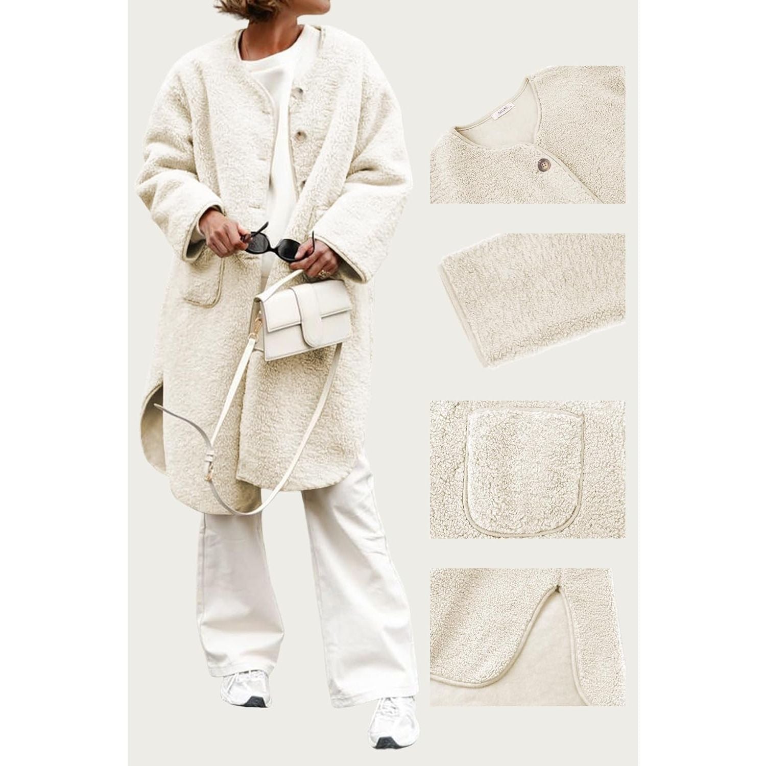 Women 2025 Winter Faux Fur Coats Fuzzy Fleece Open Front Outerwear Button down Sherpa Long Jackets