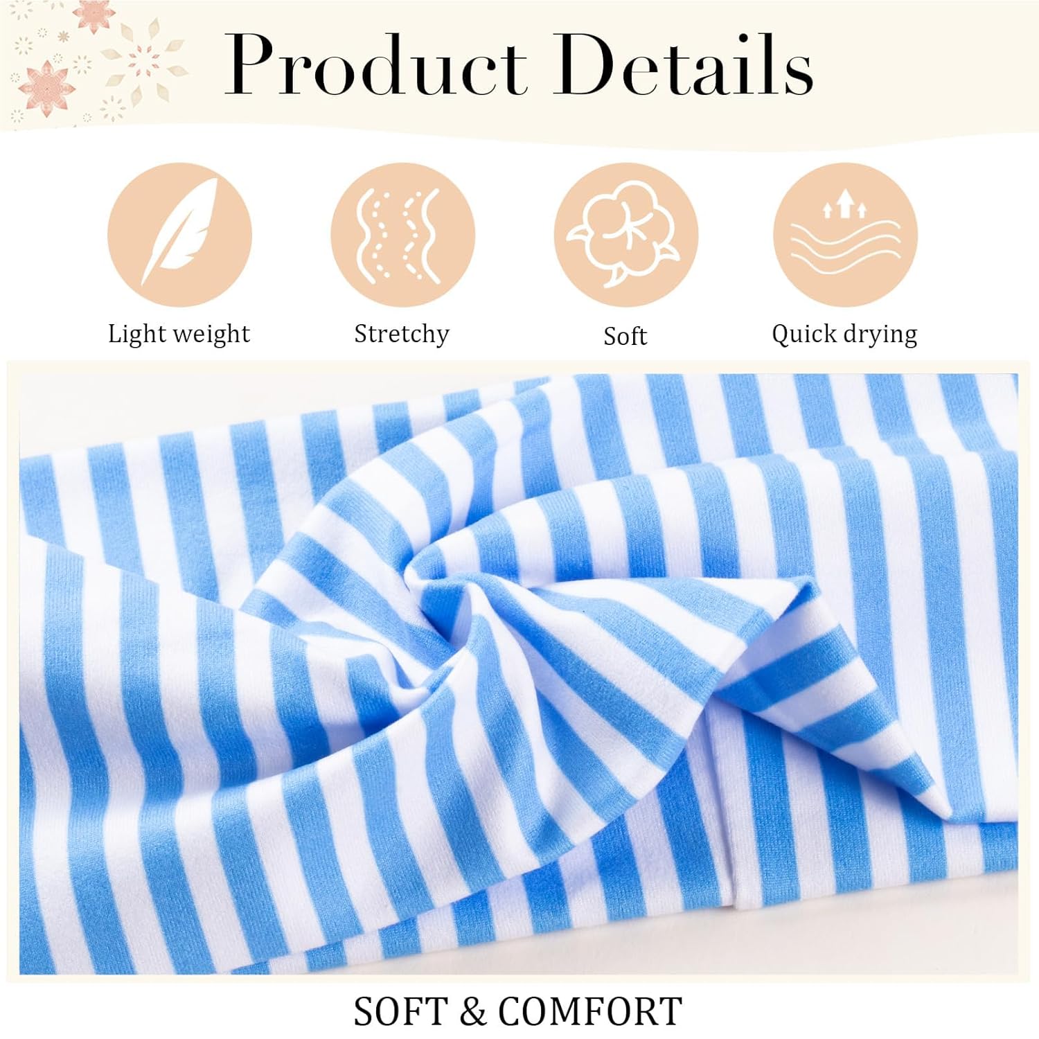 4Pcs Striped Headbands for Women Wide Head Bands for Women'S Hair Non Slip Wraps Elastic Stretchy Fashion Bandanas Workout Yoga Cute Hair Bands for Women'S Hair Accessories