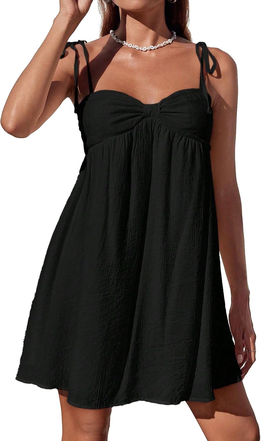 Casual Summer Dresses for Women 2025 Flowy Sun Dress Mini Slip Dress Cute Spaghetti Strap Dress