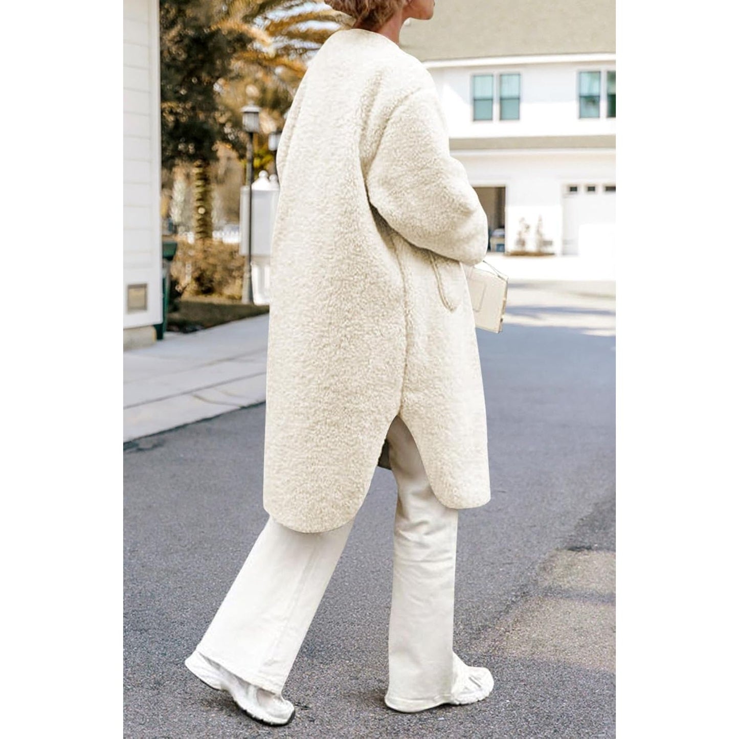 Women 2025 Winter Faux Fur Coats Fuzzy Fleece Open Front Outerwear Button down Sherpa Long Jackets