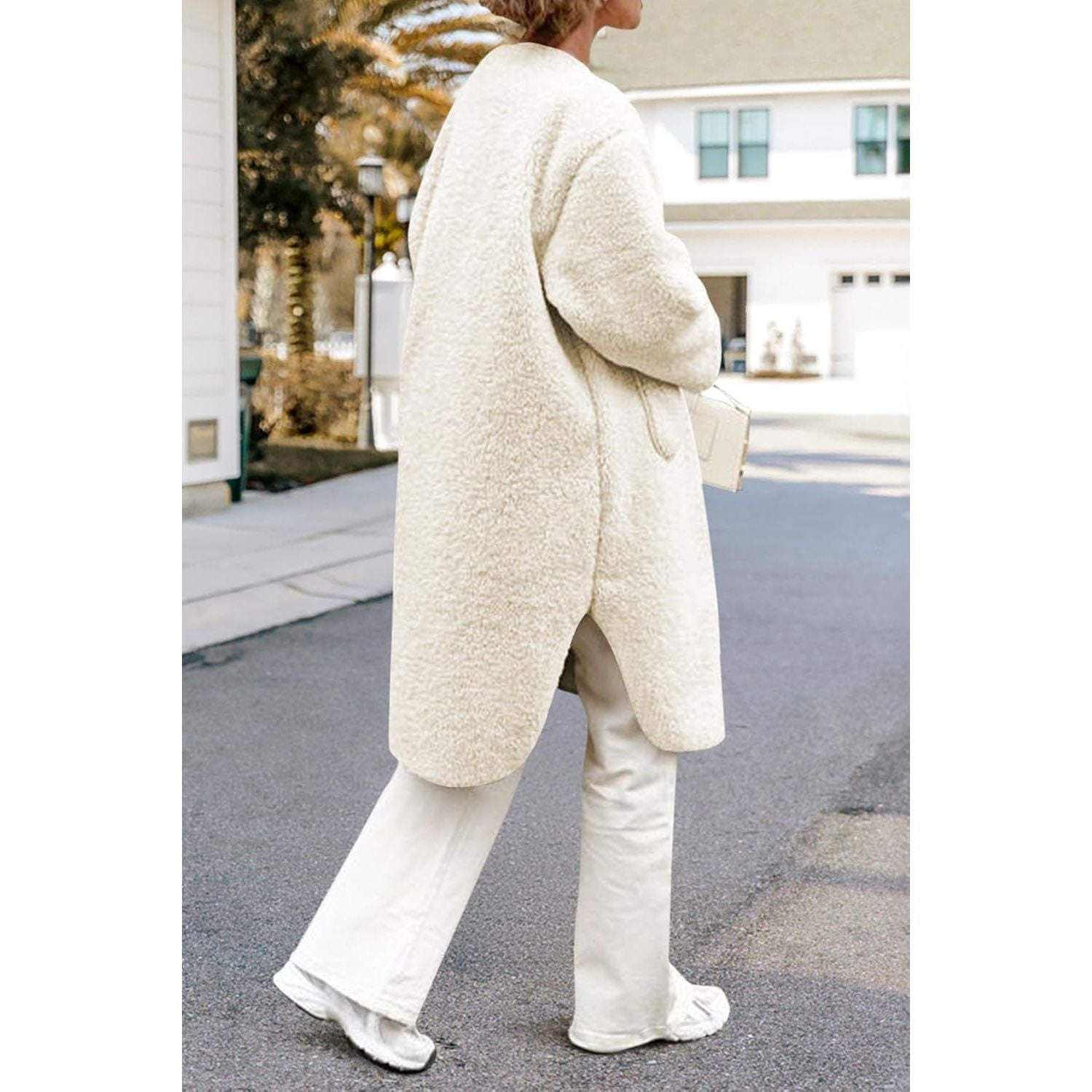 Women 2025 Winter Faux Fur Coats Fuzzy Fleece Open Front Outerwear Button down Sherpa Long Jackets