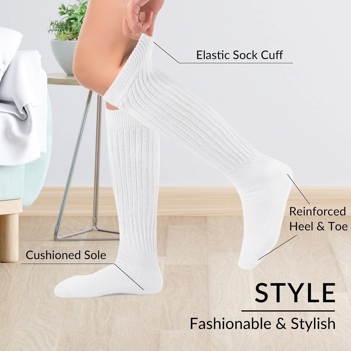 Slouch Socks Women Knit Knee High Boot Long Tube Scrunch Sock for Woman