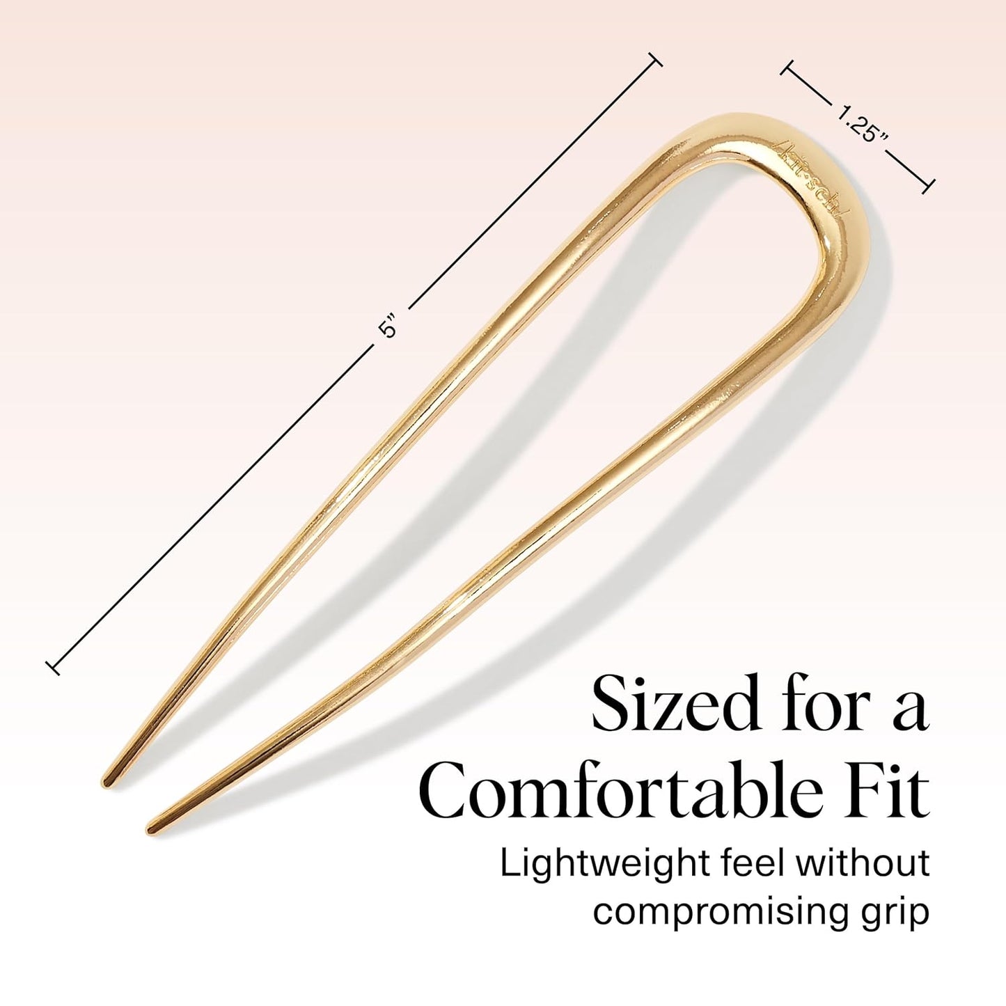 French Hair Pins for Women – Elegant & Durable Metal Hair Fork for Updos, Chignon, Bun & Twist Hairstyles, Secure Hold All Day, Comfortable Fit- Gold, 1Pc