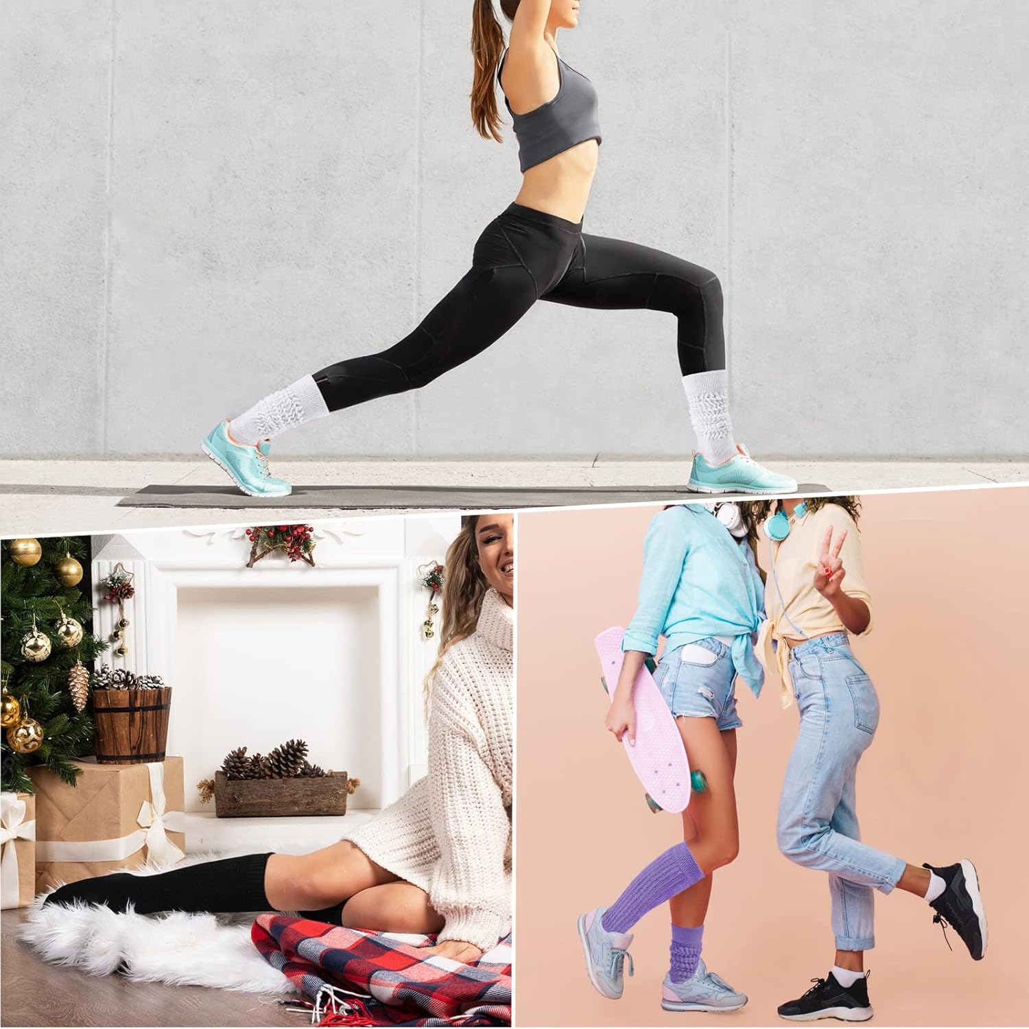 Slouch Socks Women Knit Knee High Boot Long Tube Scrunch Sock for Woman