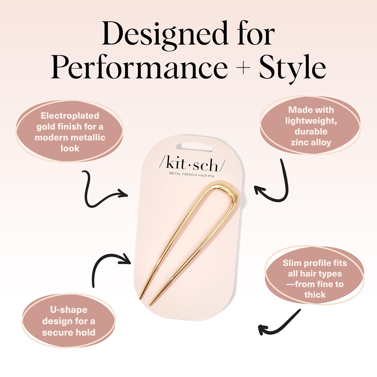 French Hair Pins for Women – Elegant & Durable Metal Hair Fork for Updos, Chignon, Bun & Twist Hairstyles, Secure Hold All Day, Comfortable Fit- Gold, 1Pc