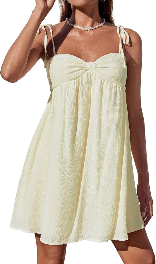 Casual Summer Dresses for Women 2025 Flowy Sun Dress Mini Slip Dress Cute Spaghetti Strap Dress