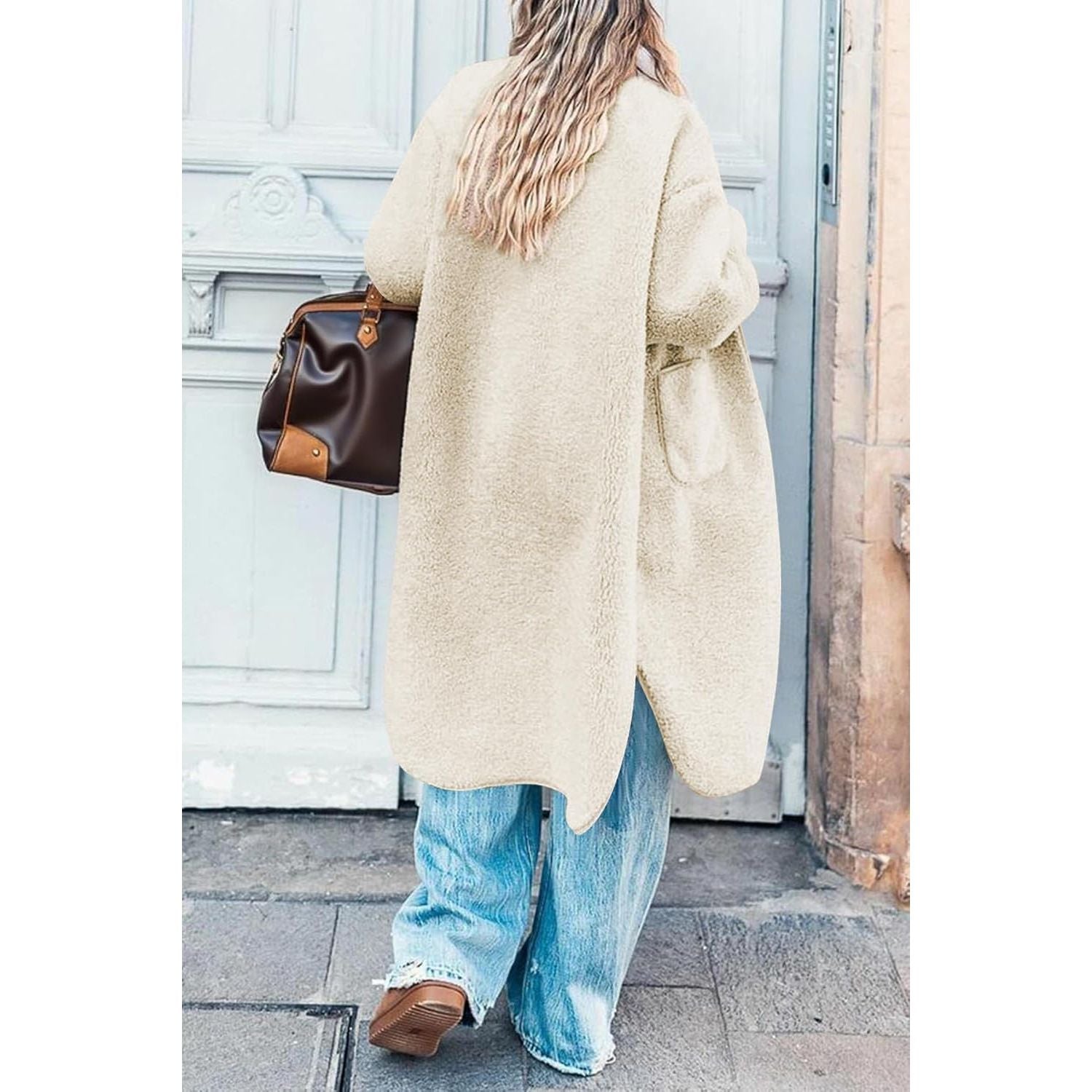 Women 2025 Winter Faux Fur Coats Fuzzy Fleece Open Front Outerwear Button down Sherpa Long Jackets