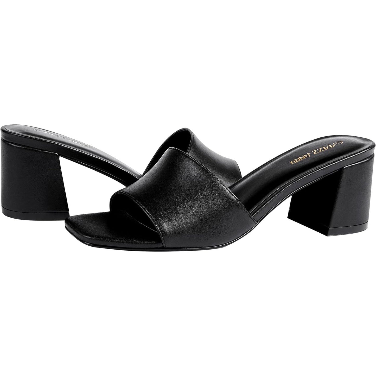 Women'S Square Open Toe Heels Sandals Low Block Chunky Heeled Sandal Slip on Mules Comfortable Casual Dress Pumps Shoes