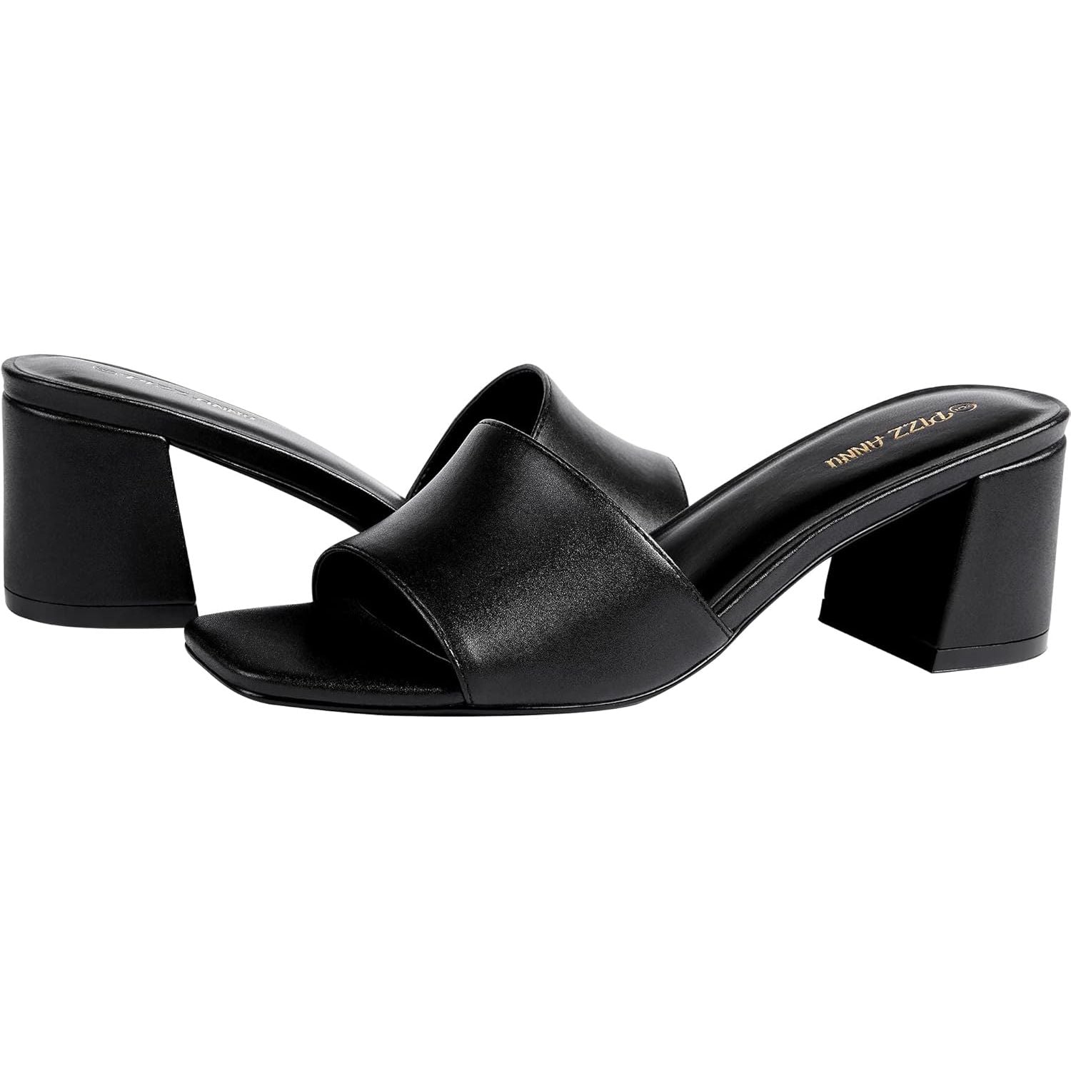 Women'S Square Open Toe Heels Sandals Low Block Chunky Heeled Sandal Slip on Mules Comfortable Casual Dress Pumps Shoes