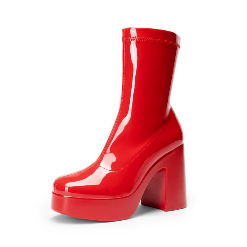 DREAM PAIRS Women'S Square Toe Platform High Chunky Block Heel Y2K Ankle Flared Leather Boots Girl Inner Side Zipper for Easy Wear Fall Autumn Winter Classic Comfortable Walking Shoes