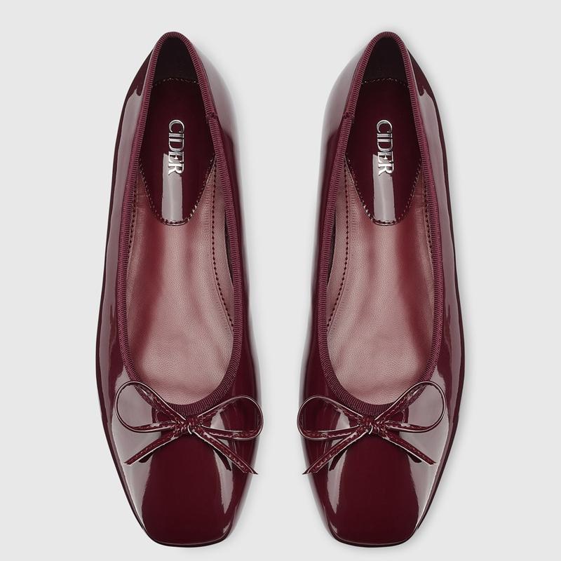 Cider Bow Decor Square Toe Ballet Mary Jane Flats, Classic Chic Ballet Flats for Daily Casual & Work #Fallfreshness
