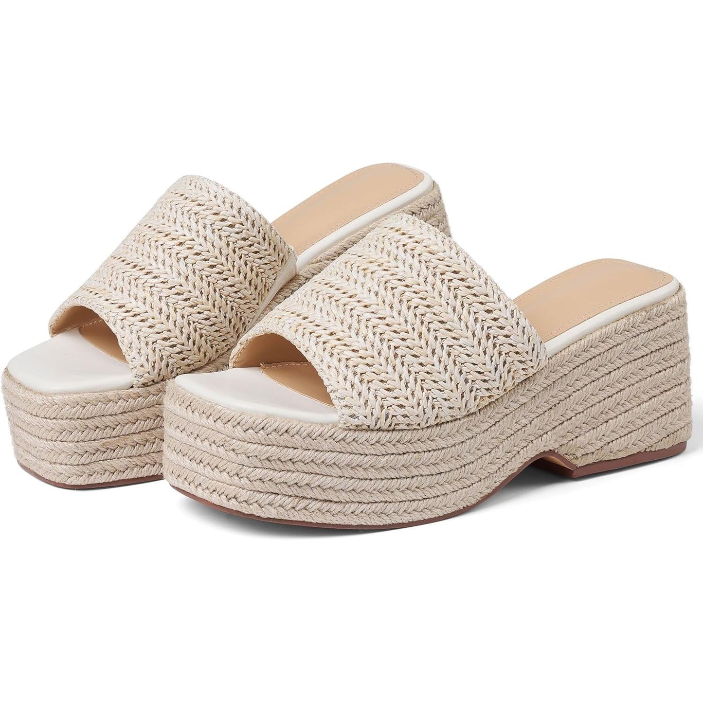 Platform Slip on Espadrille Sandals for Women Wedges Slides Bohemia Sandals Flatform Open Toe Beach Sandals
