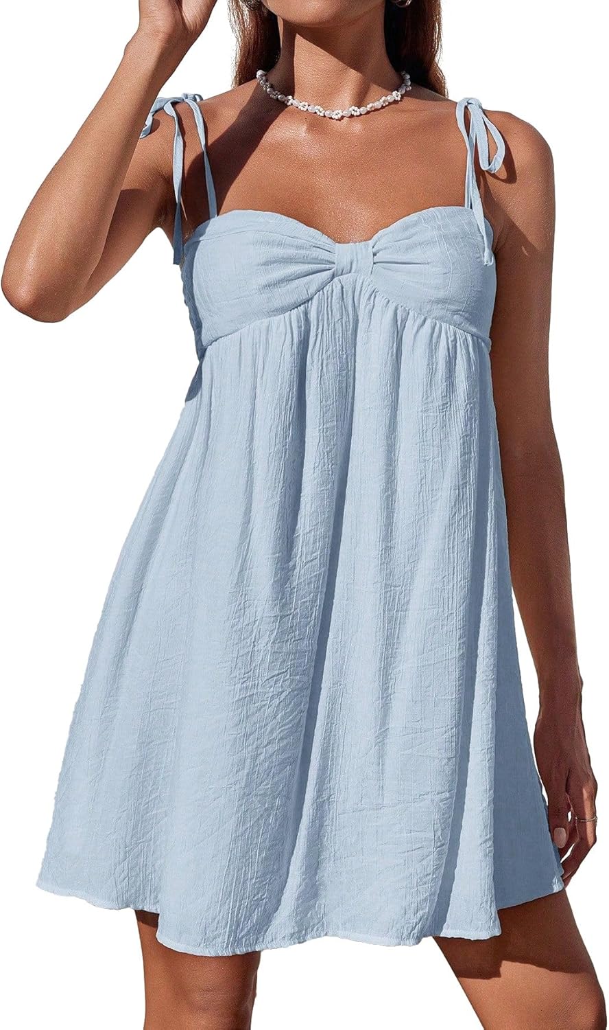 Casual Summer Dresses for Women 2025 Flowy Sun Dress Mini Slip Dress Cute Spaghetti Strap Dress