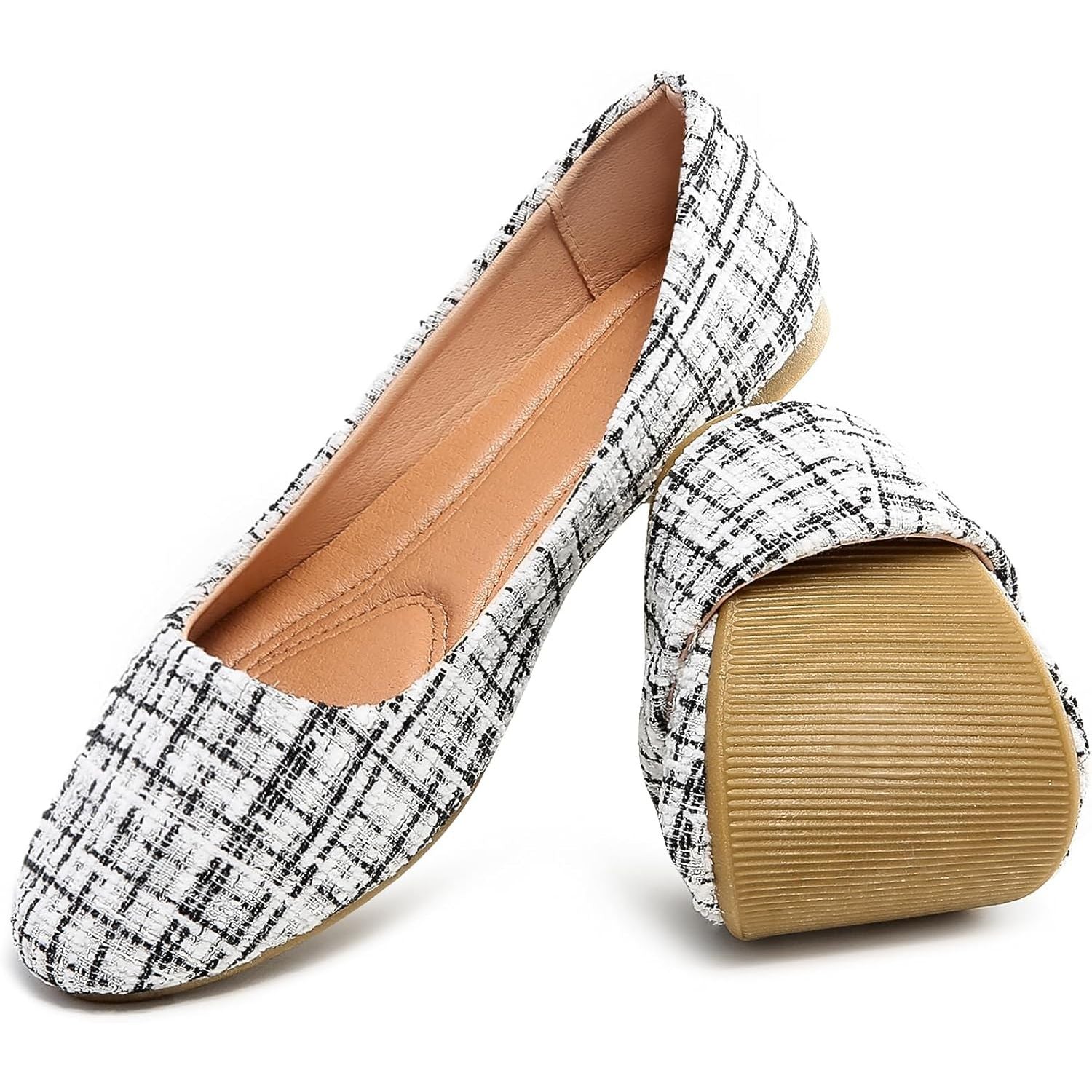 Women’S round Toe Flats Shoes Ballet Flats Dressy Comfortable White Green Flats for Women