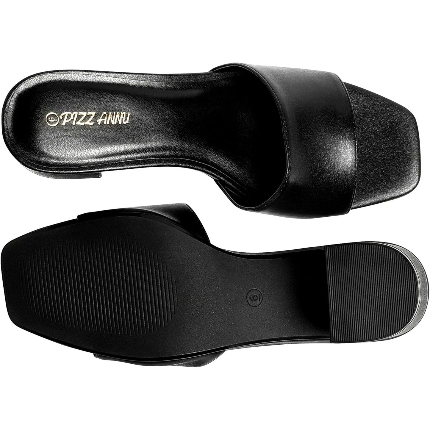 Women'S Square Open Toe Heels Sandals Low Block Chunky Heeled Sandal Slip on Mules Comfortable Casual Dress Pumps Shoes