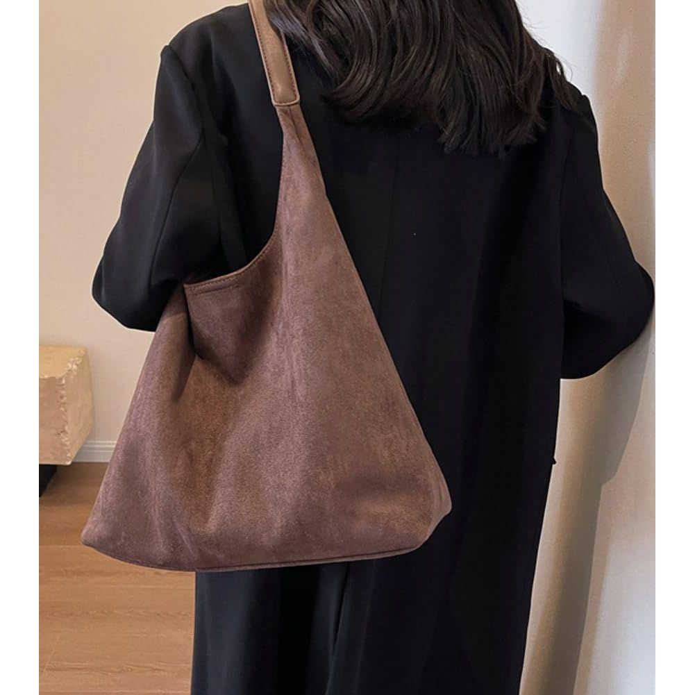 Trendy Suede Tote Bags for Women Work Bags Retro Suede Slouchy Bag Travel Handbag Office College Tote Handbag 2025