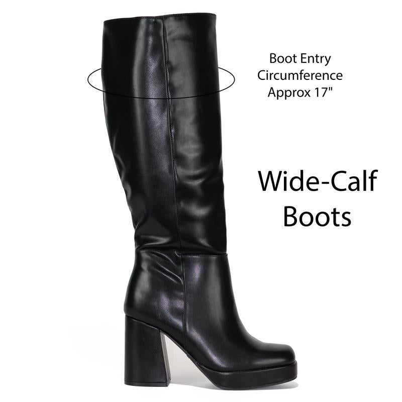 Venom - Block Heel Knee High Platform Boots for Women, Chunky Heel Boots, Stylish Winter Footwear, Trendy Knee-High Boots, Comfortable & Bold Design