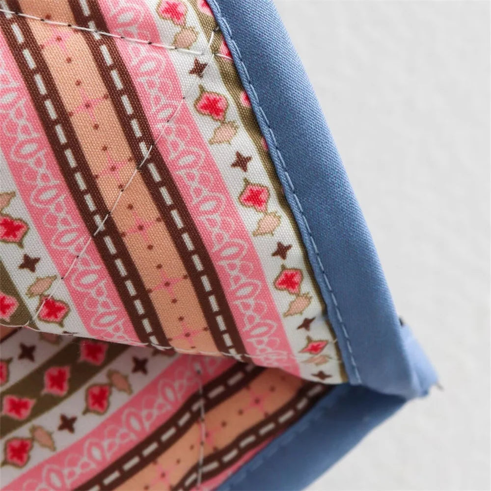 2024 Autumn New Product Casual Women'S Fashion Versatile Cardigan with Printed Cotton Coat on Both Sides