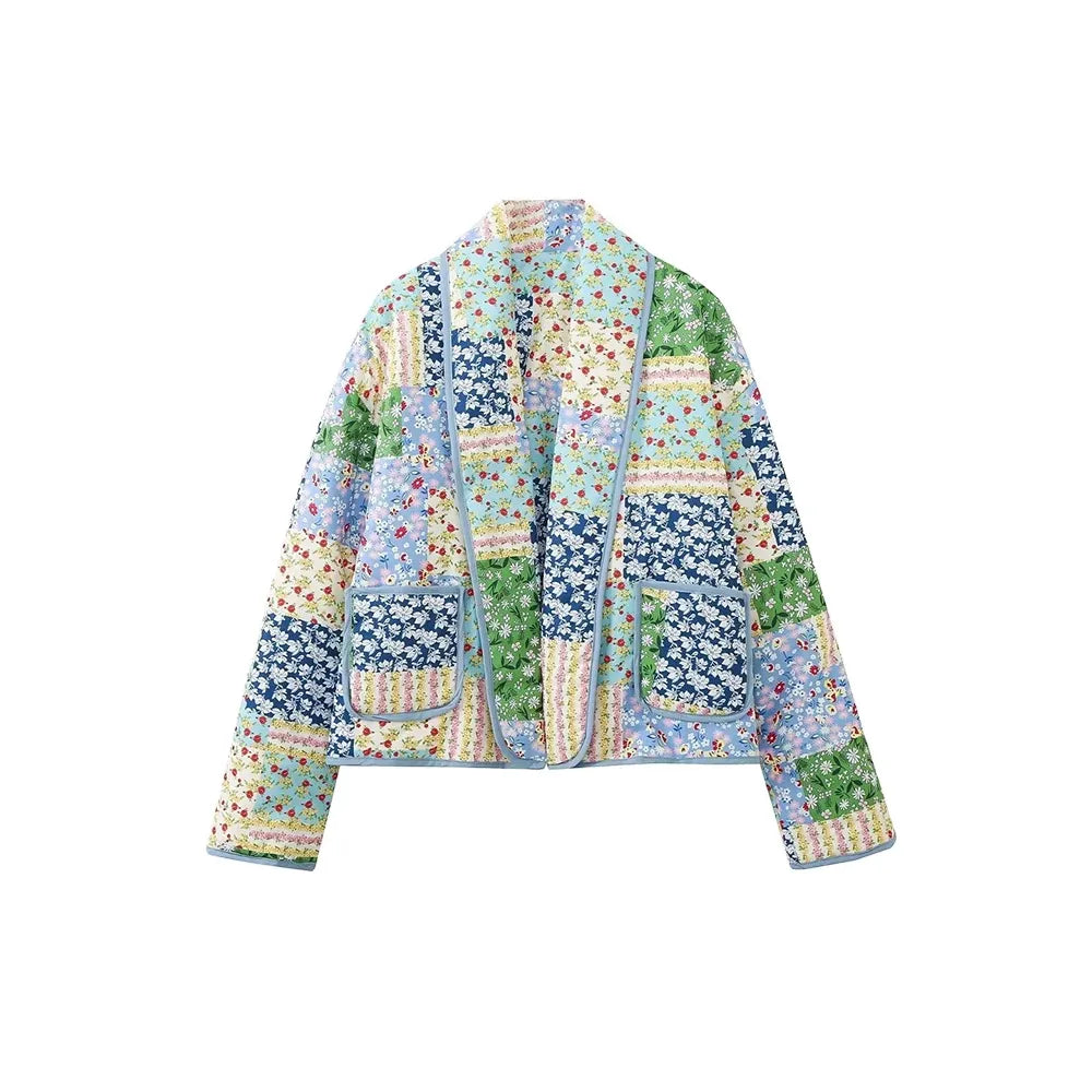 Women'S Cotton Jacket Autumn and Winter New Floral Patterns Cardigan Cotton Jacket Elegant Ladies Street Shoot Women'S