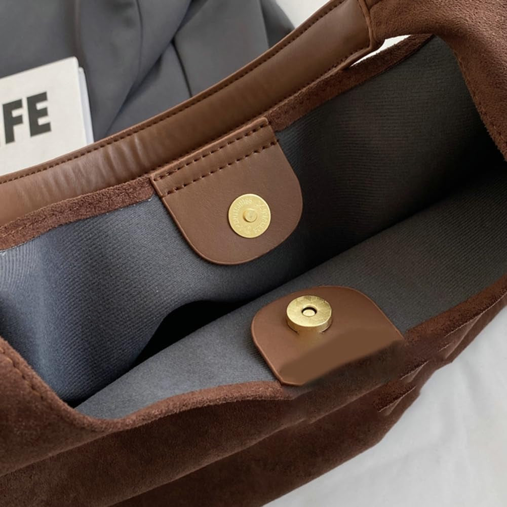 Trendy Suede Tote Bags for Women Work Bags Retro Suede Slouchy Bag Travel Handbag Office College Tote Handbag 2025