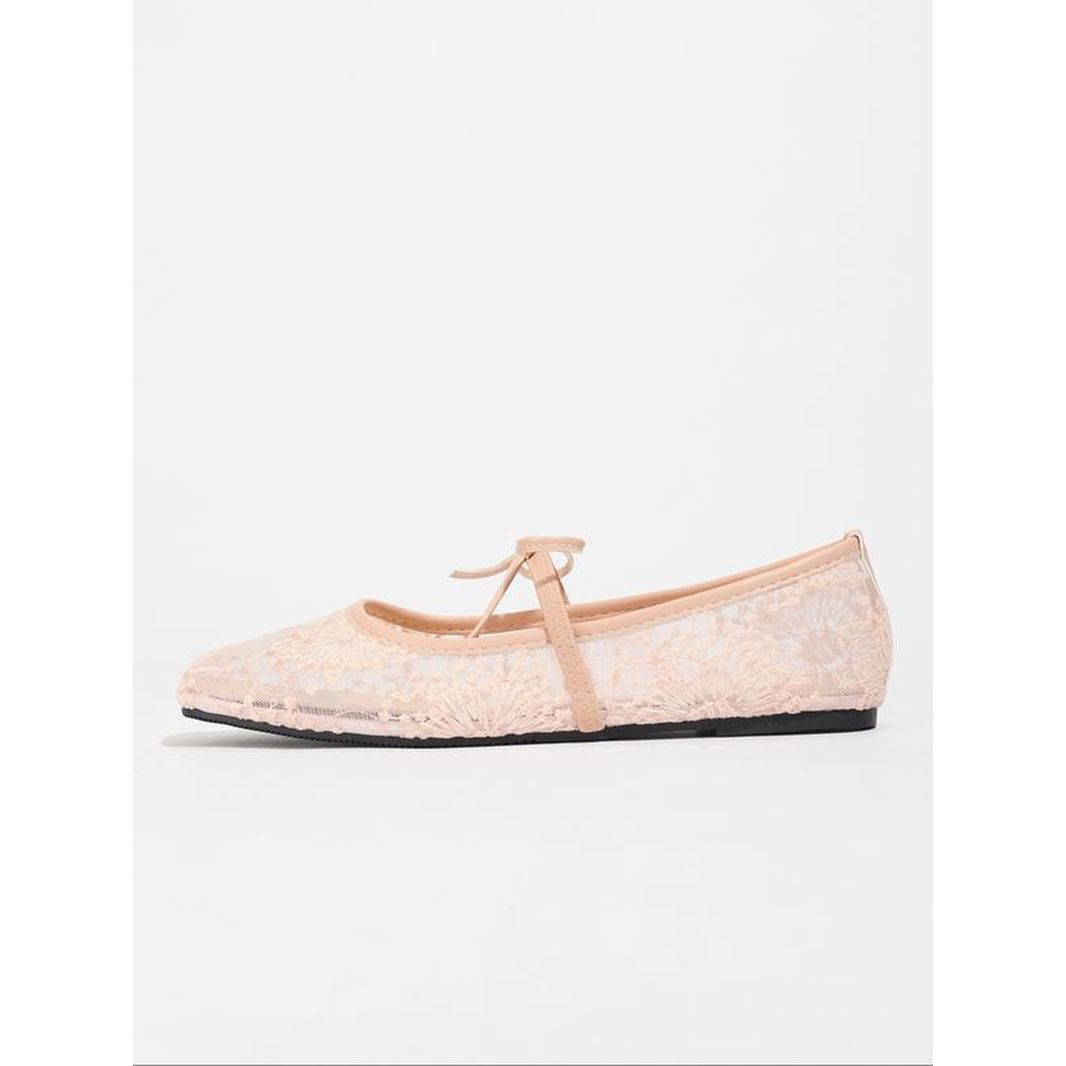 Women'S Embroidery Lace Netted Ballet Flats, Elegant Square Toe Flat Shoes for Party, Daily Clothing Decor, Lightweight Breathable Comfortable Shoes for Women & Girls, Wedding Shoes