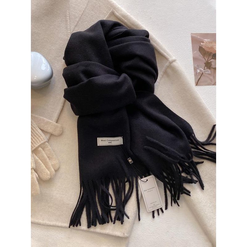 Thick Soft Plain Scarf for Fall & Winter, Unisex Elegant Woven Wrap for Daily Wear, Cozy Oversized Shawl for Warmth