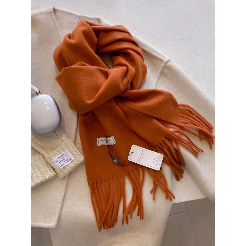 Thick Soft Plain Scarf for Fall & Winter, Unisex Elegant Woven Wrap for Daily Wear, Cozy Oversized Shawl for Warmth