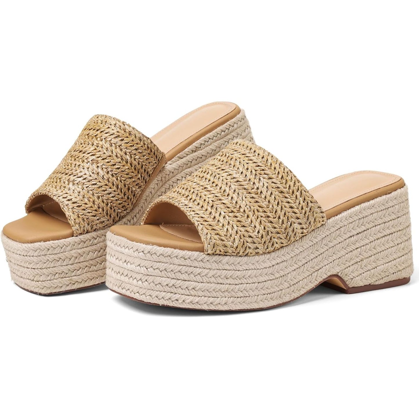 Platform Slip on Espadrille Sandals for Women Wedges Slides Bohemia Sandals Flatform Open Toe Beach Sandals