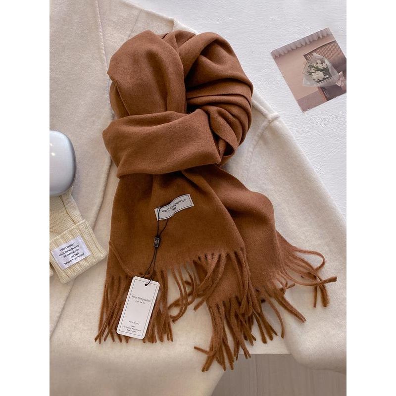 Thick Soft Plain Scarf for Fall & Winter, Unisex Elegant Woven Wrap for Daily Wear, Cozy Oversized Shawl for Warmth
