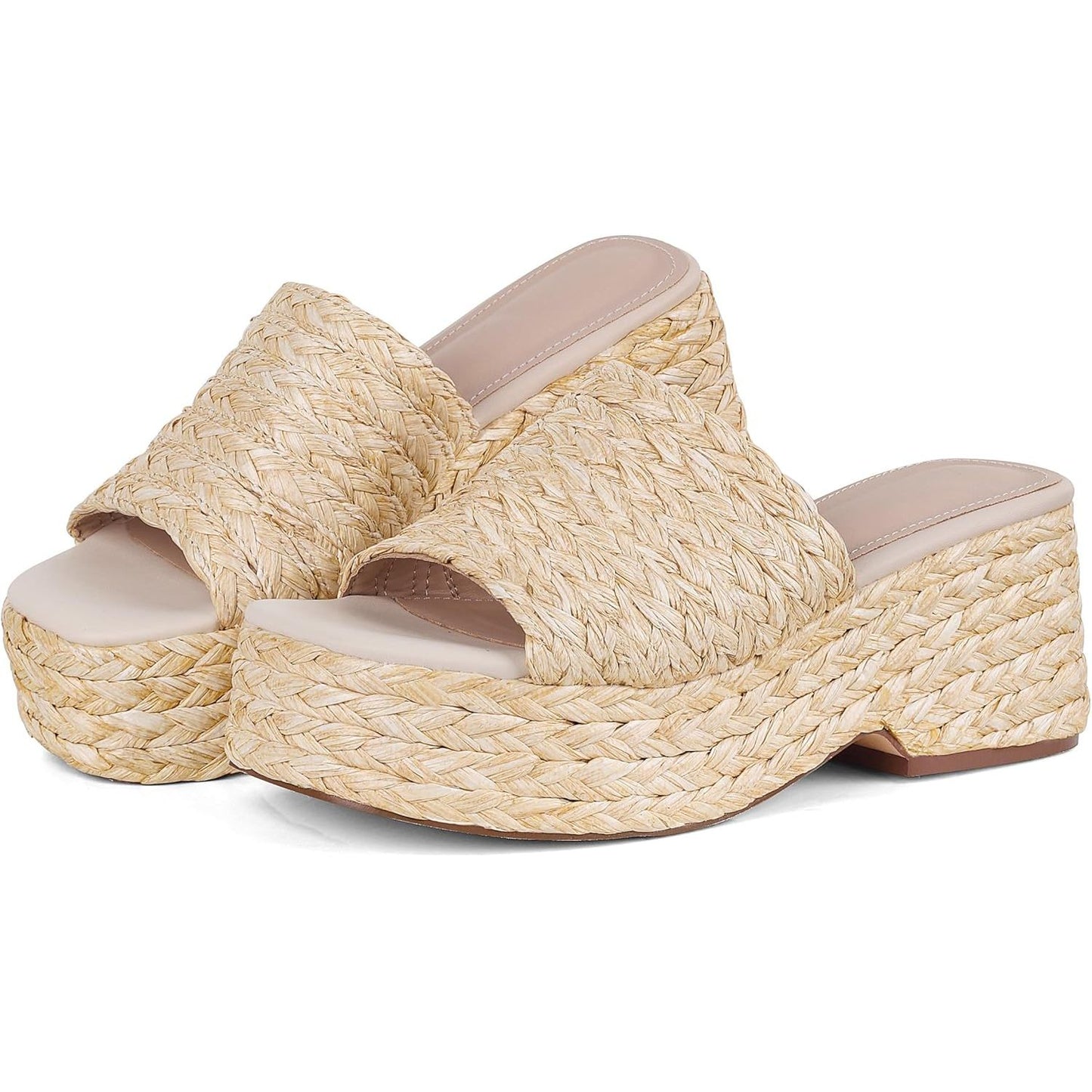 Platform Slip on Espadrille Sandals for Women Wedges Slides Bohemia Sandals Flatform Open Toe Beach Sandals