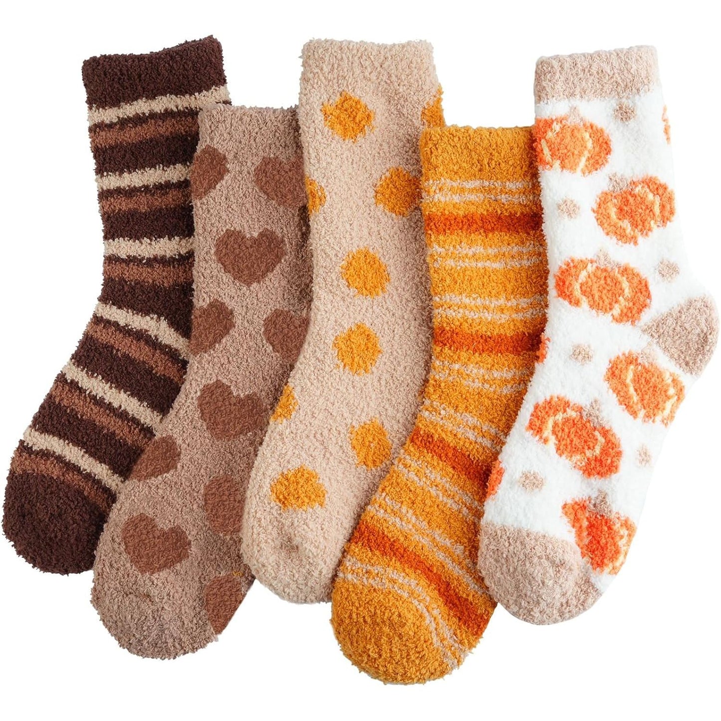 Fuzzy Socks for Women Fluffy Cozy Slipper Socks Fall Halloween Socks Gifts Pumpkin Slippers
