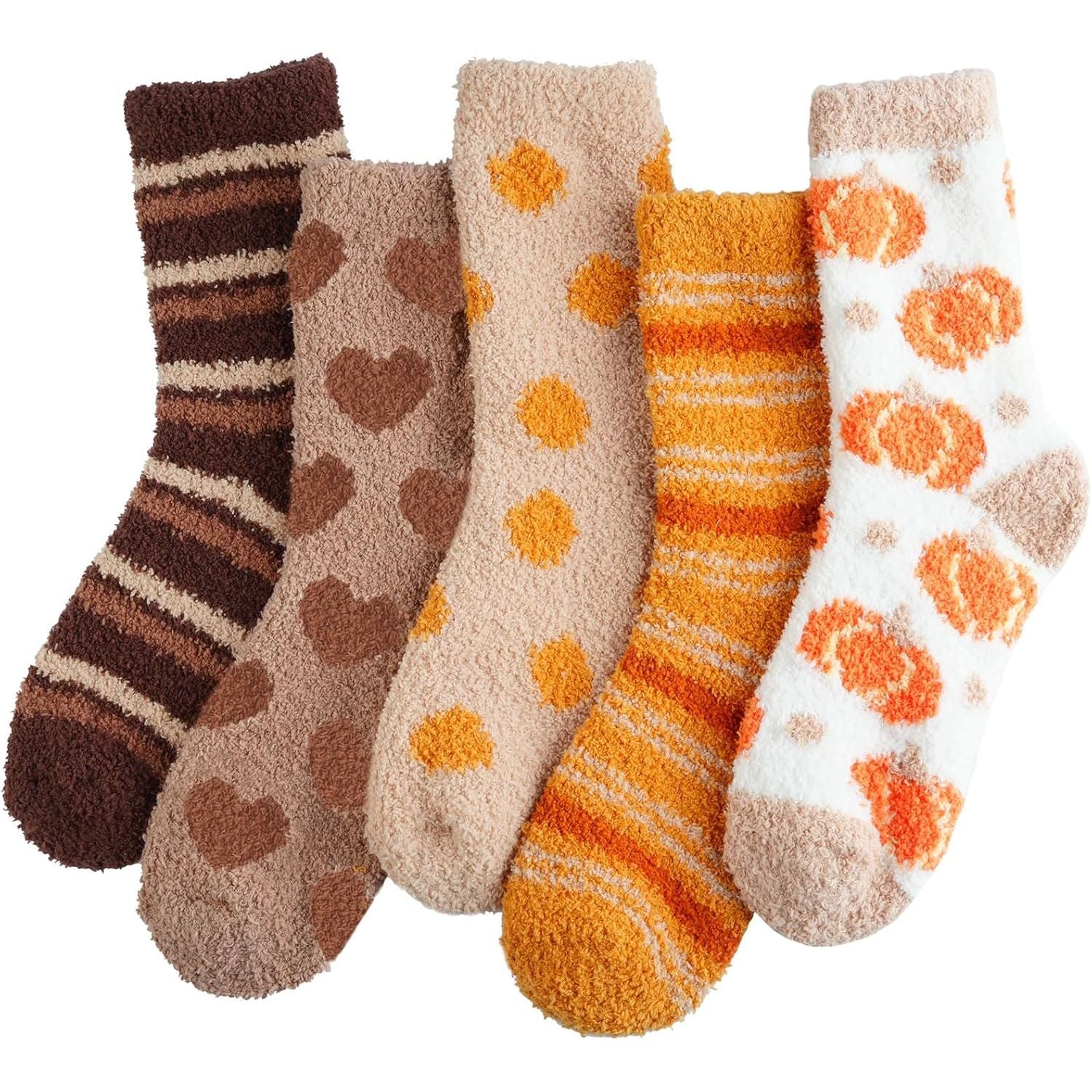 Fuzzy Socks for Women Fluffy Cozy Slipper Socks Fall Halloween Socks Gifts Pumpkin Slippers