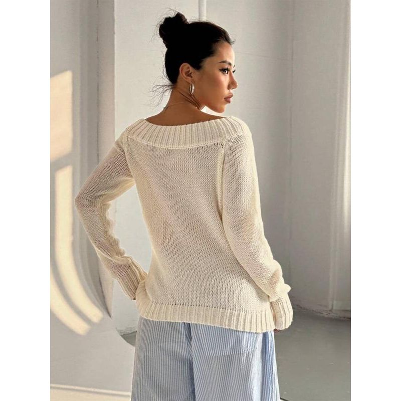 Women'S Plain Sweater, Casual Long Sleeve Jumper for Spring & Fall, Fashion Women'S Knitwear for Daily Wear